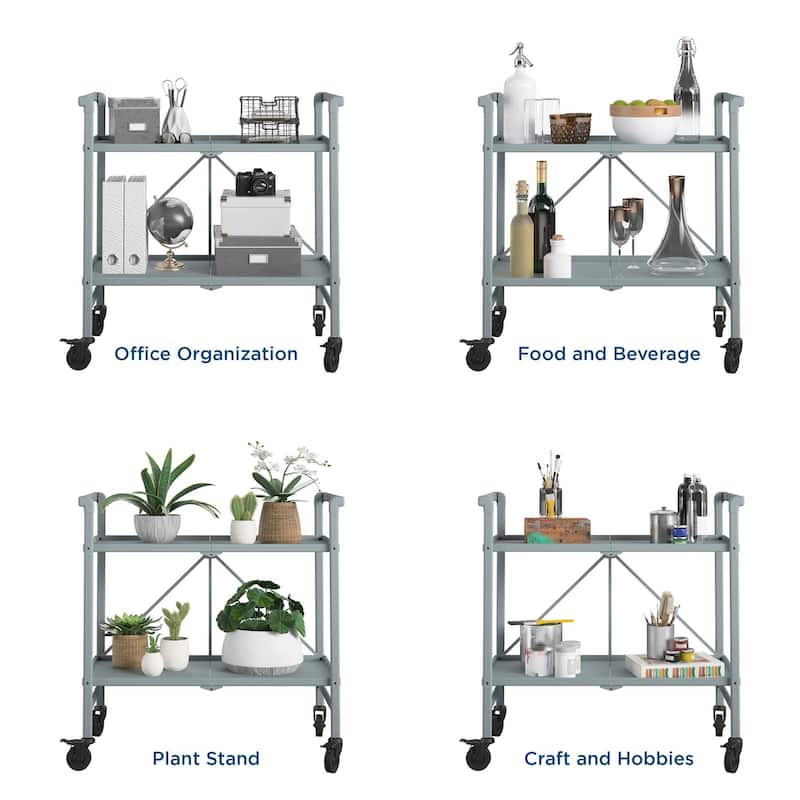 COSCO Outdoor and Indoor Folding Serving Cart with Wheels