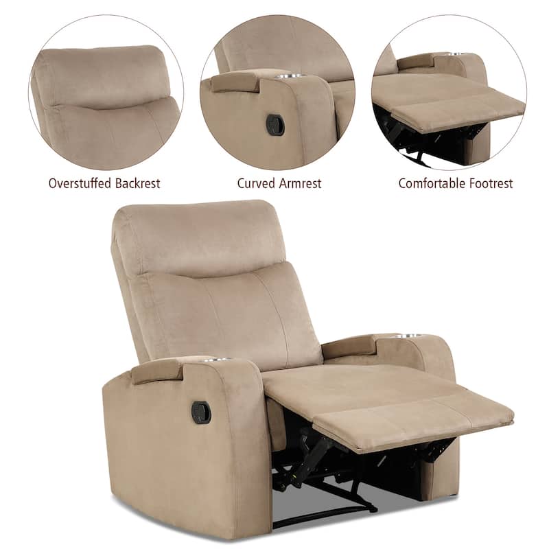 Costway Recliner Chair Single Sofa Lounger with Arm Storage & Cup