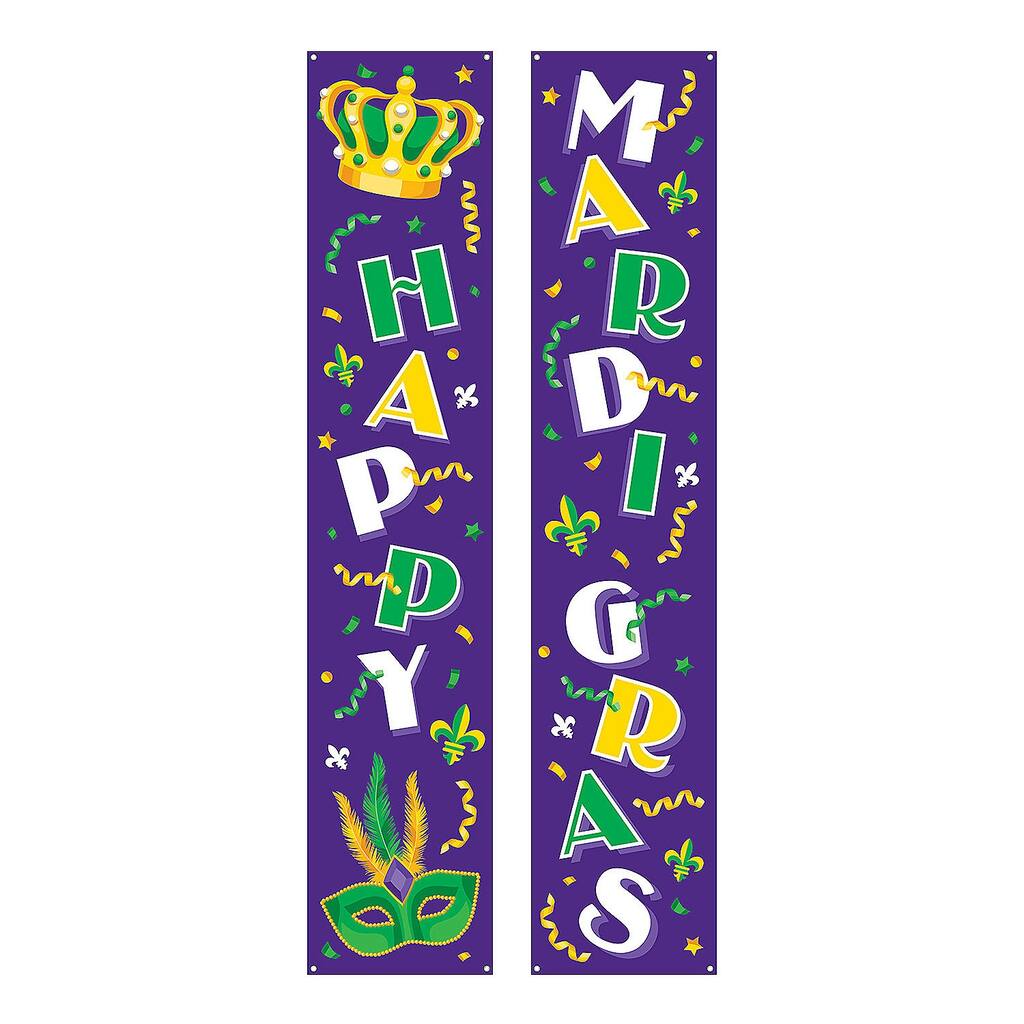 Mardi Gras Pillar Banners, Mardi Gras, Party Decor, 2 Pieces