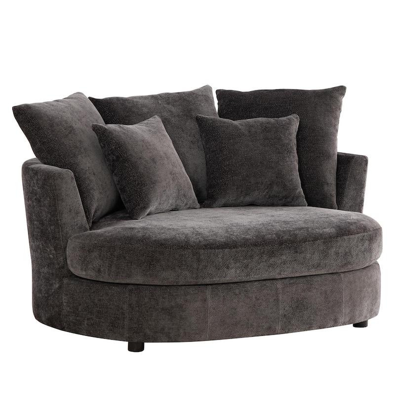 55.1" W Accent Barrel Chair,Modern Oversized Sofa Chair with 5 Pillows - Charcoal