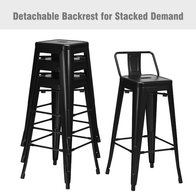 Costway Set of 4 Metal Bar Stools 30'' Bar Height Barstools Industrial