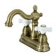 preview thumbnail 1 of 19, Kingston Brass Heritage 1.2 GPM Deck Mounted Centerset Bathroom Faucet Antique Brass
