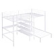 preview thumbnail 7 of 6, White Full over Twin Metal Bunk Bed with Built-in Desk, Shelves and Ladder