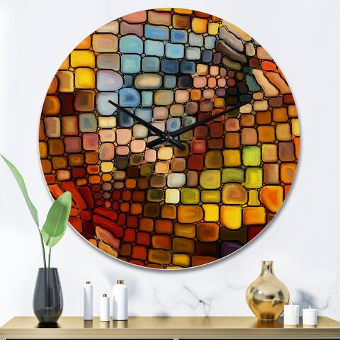 Designart 'Dreaming of Stained Glass' Modern Wood Wall Clock