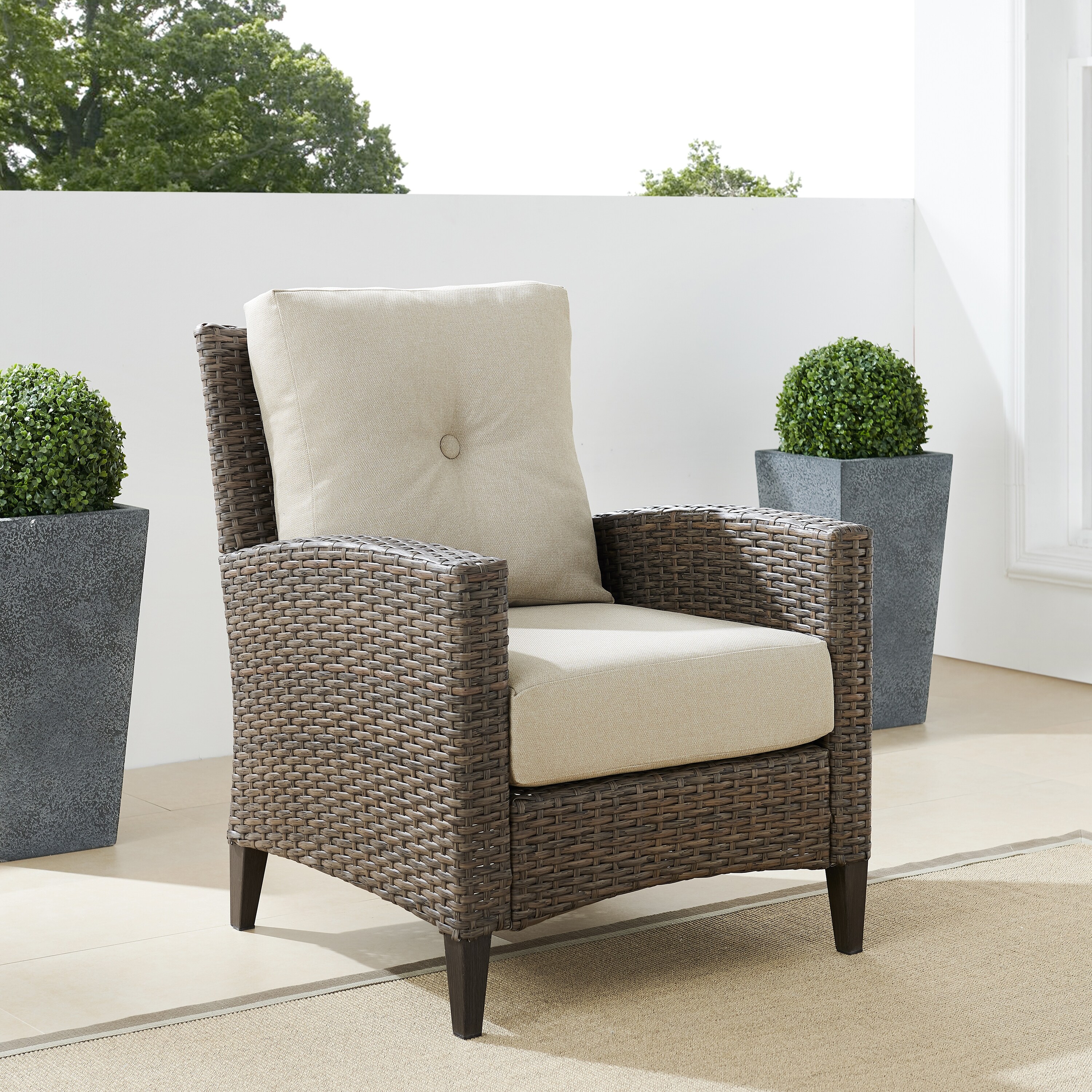 Shop Black Friday Deals On Rockport Outdoor Wicker High Back Arm Chair Overstock 31302861