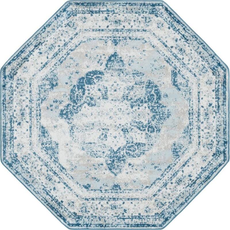Transitional Fredo Collection Area Rug - 6'x6' Octagon - Blue