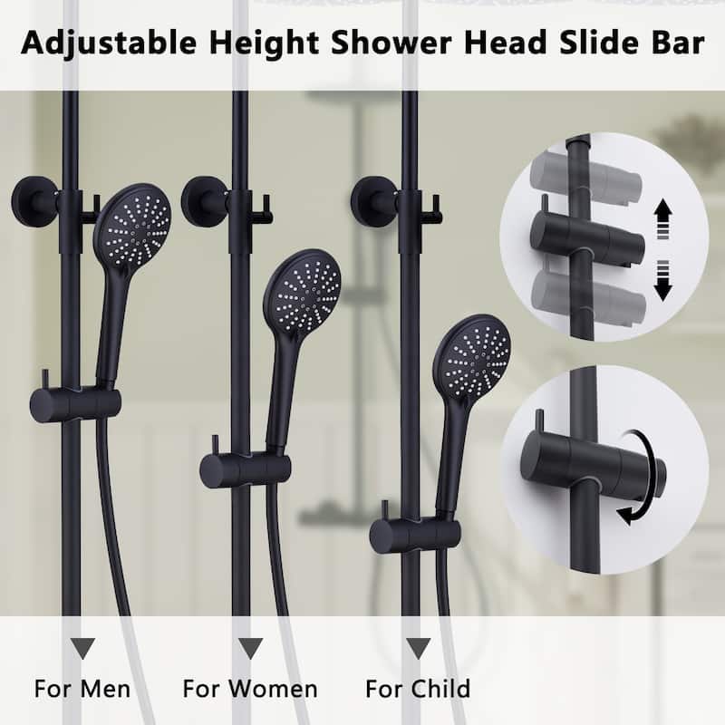 3-Spray Patterns Wall Mount Tub and Thermostatic Rain Shower Faucet with Handheld Shower Head Combo - 9" x 9"