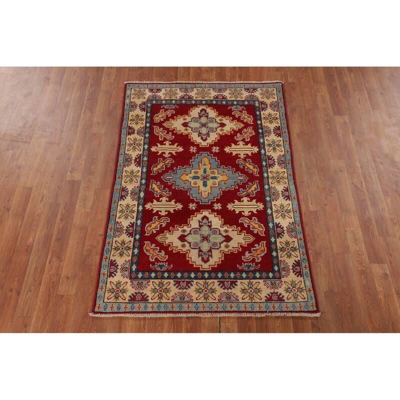 Traditional Red Kazak Accent Rug Hand-Knotted Wool Carpet - 3'5" x 5'1"