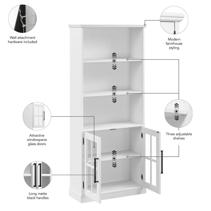 Westbrook 5 Shelf Bookcase with Doors - Set of 2 by Bush Furniture
