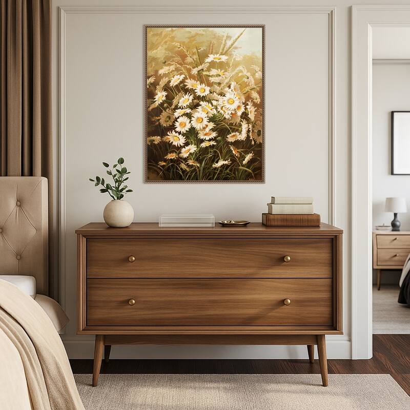 Daisies By Ellen Thayer Fisher by Ellen Thayer Fisher (23 x 30 in.), Framed Canvas Wall Art Print