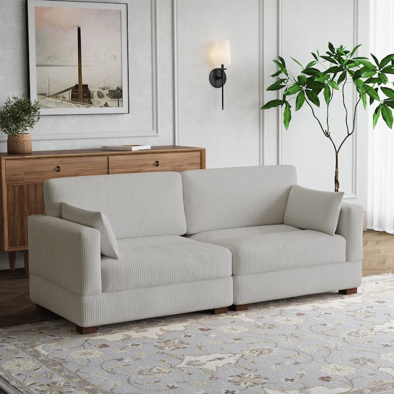 Modern Corduroy Modular Couch Sectional Sofa With Pillows