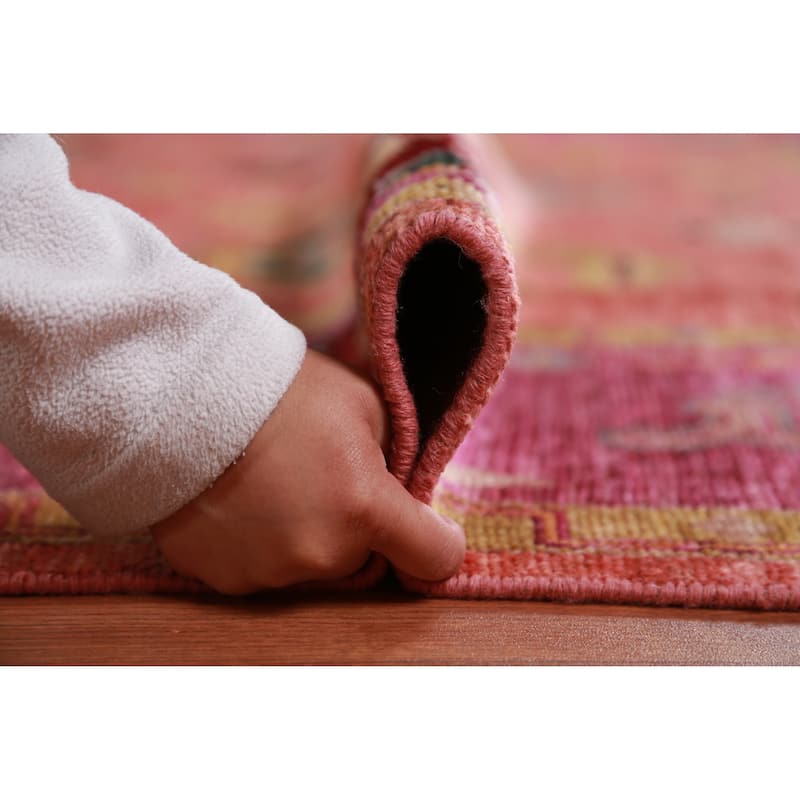 Hand Knotted Oriental 100% Wool Carpet Transitional All-Over Coral Oushak Area Rug - 9' 8'' X 8' 2''