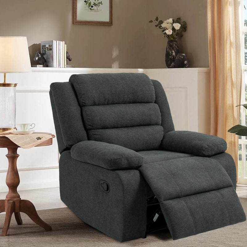 Classic and Traditional Manual Recliner Chair Single Sofa - Dark Grey