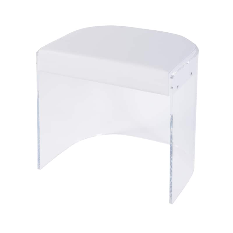 Solara 20 in. Seat Height Acrylic and Upholstered Accent Stool - Clear Acrylic - Clear Acrylic