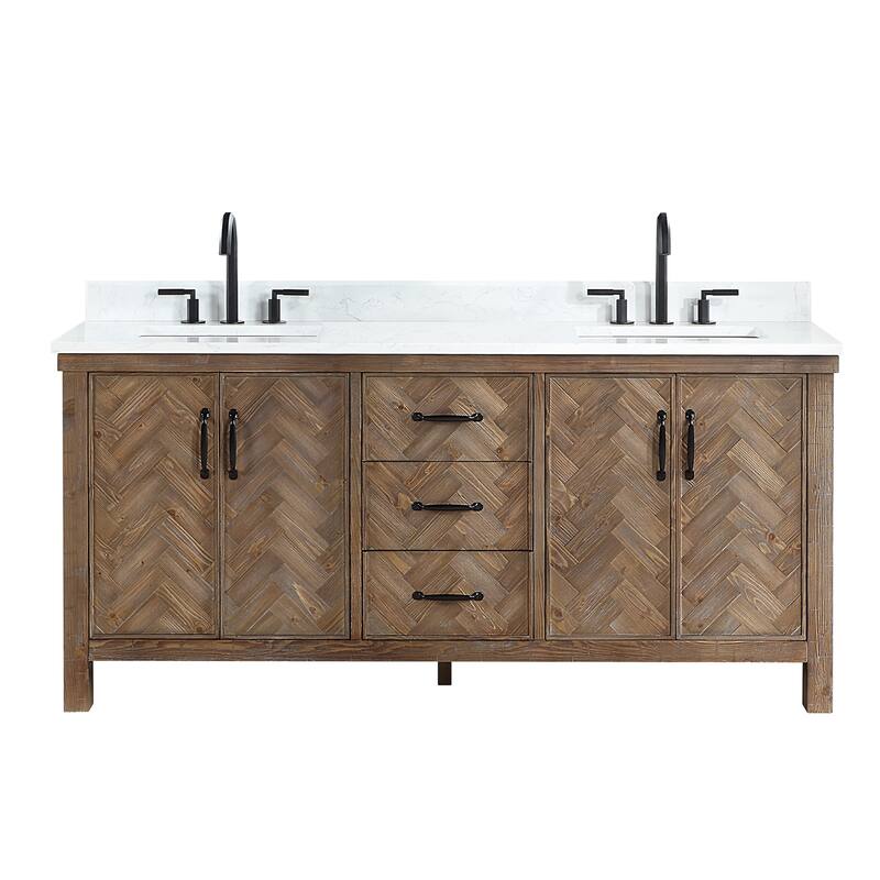 Javier Bath Vanity with Composite Stone Top without Mirror - 72in. - Antique Gray