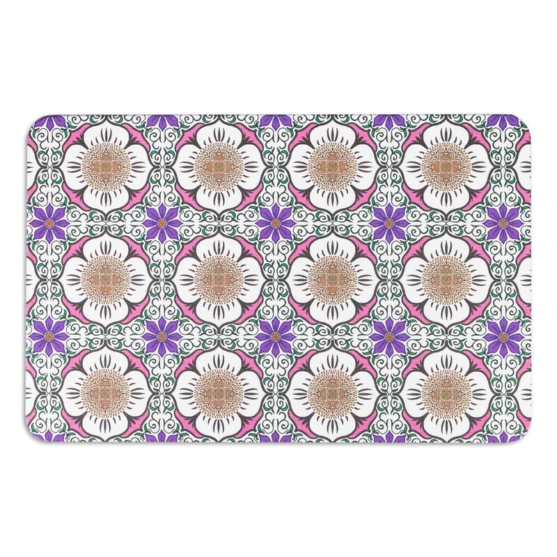 Artsy Mats Flower White Stone Non Slip Bath Mat