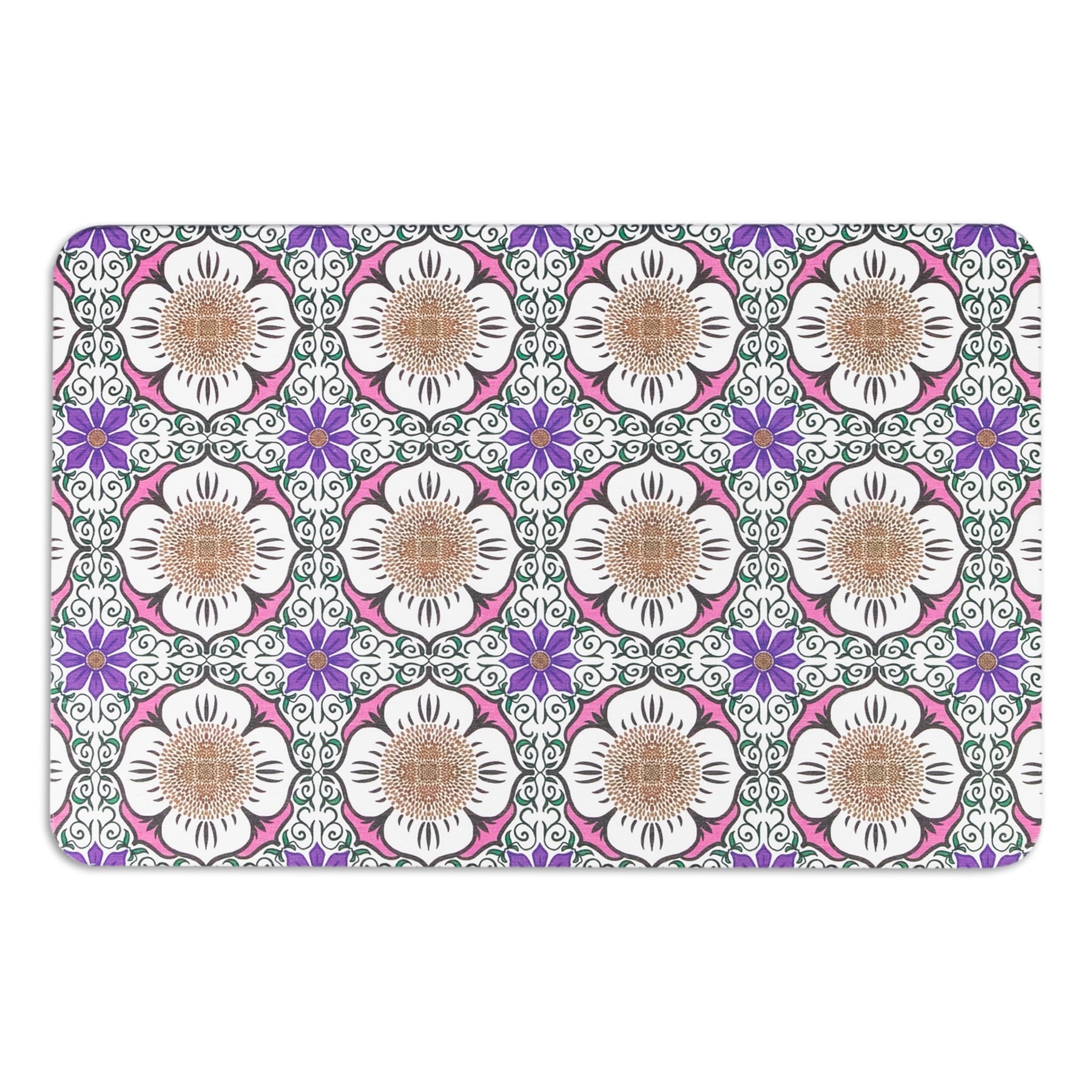 Artsy Mats Flower White Stone Non Slip Bath Mat