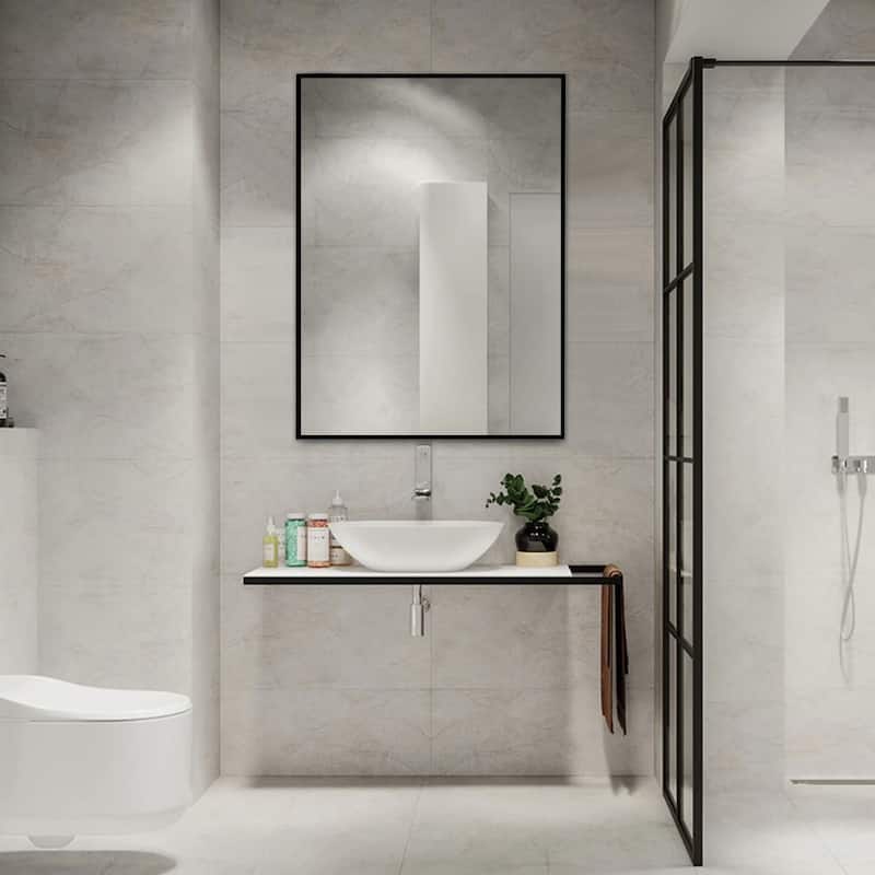 Modern Thin Frame Wall-Mounted Hanging Bathroom Vanity Mirror