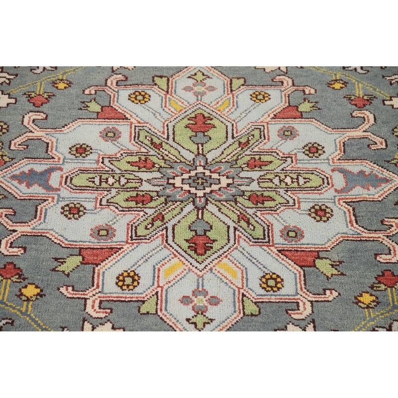 Animals Design Heriz Serapi Indian Area Rug Hand-Knotted Wool Carpet - 7'11" x 9'11"