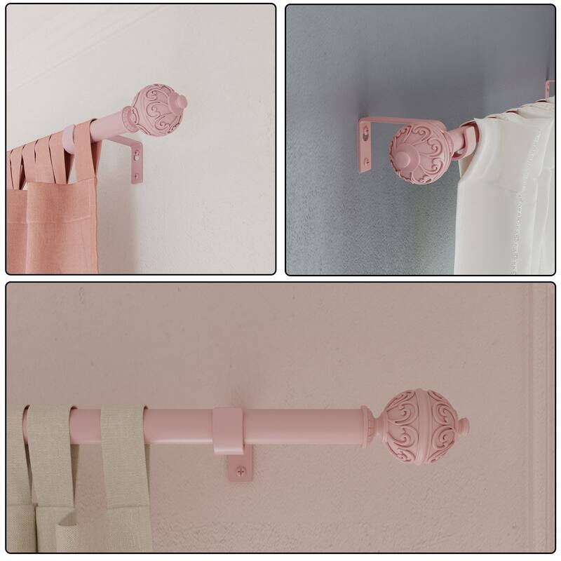 Acroma Adjustable Single Pink Curtain Rod for Window