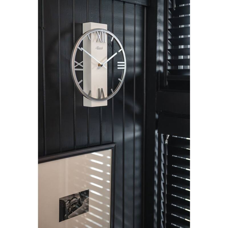 Iron Wall Clock with 3D Hour Bar - 20" - White and Silver