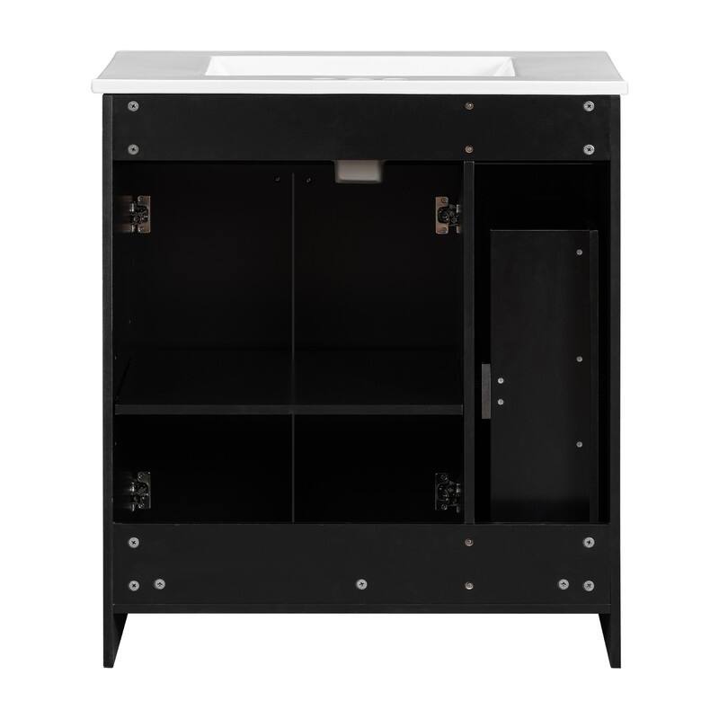 Modern 30-Inch Bathroom Vanity Cabinet with Easy-to-Clean Resin Integrated Sink in Blue