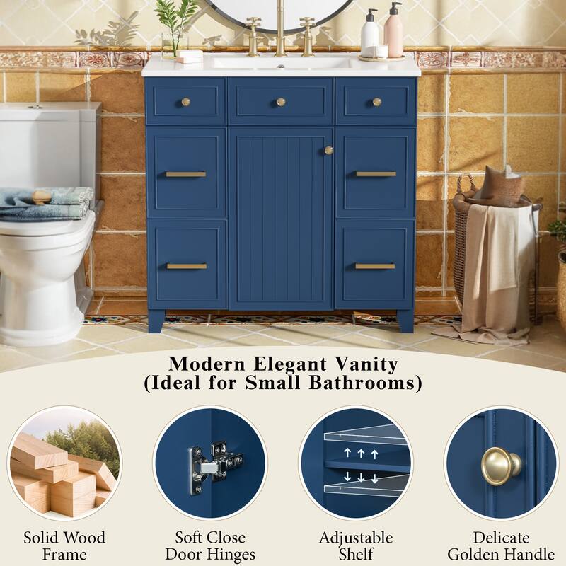 36" Bathroom Vanity with Ceramic Sink