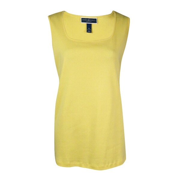 Karen Scott Women's Basic Solid Cotton Scoop Neck Tank