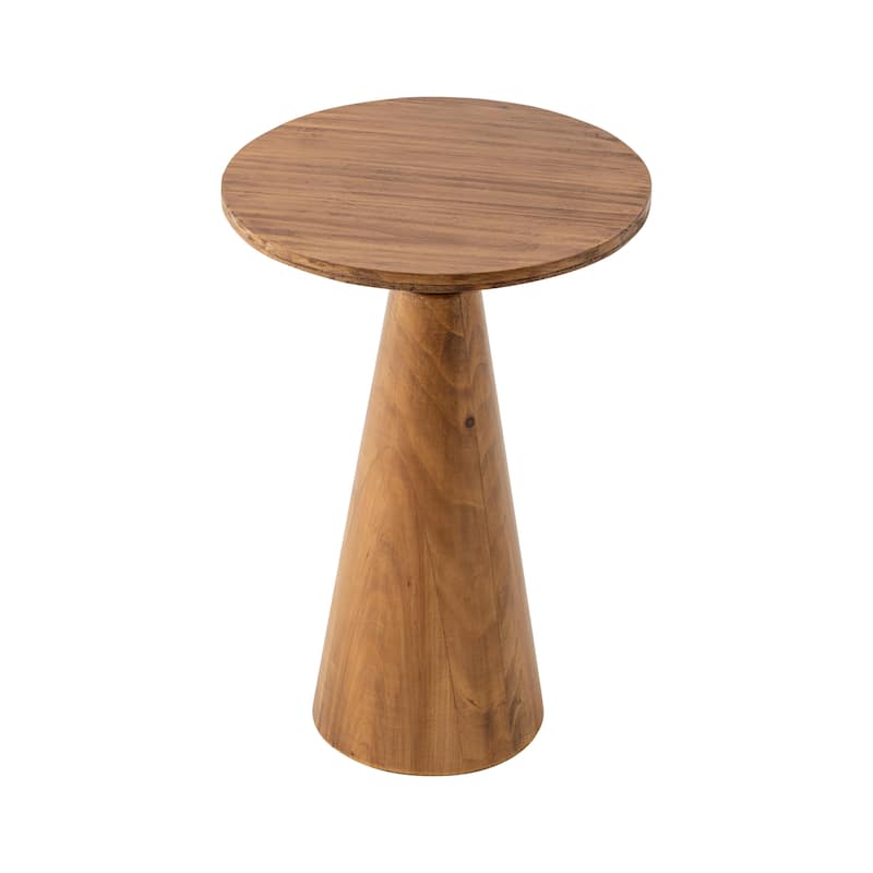 COZAYH Farmhouse Pedestal End Table, Round Martini Table Wood Plant Stand Rustic Small Drink Table for Living Room, Bedroom