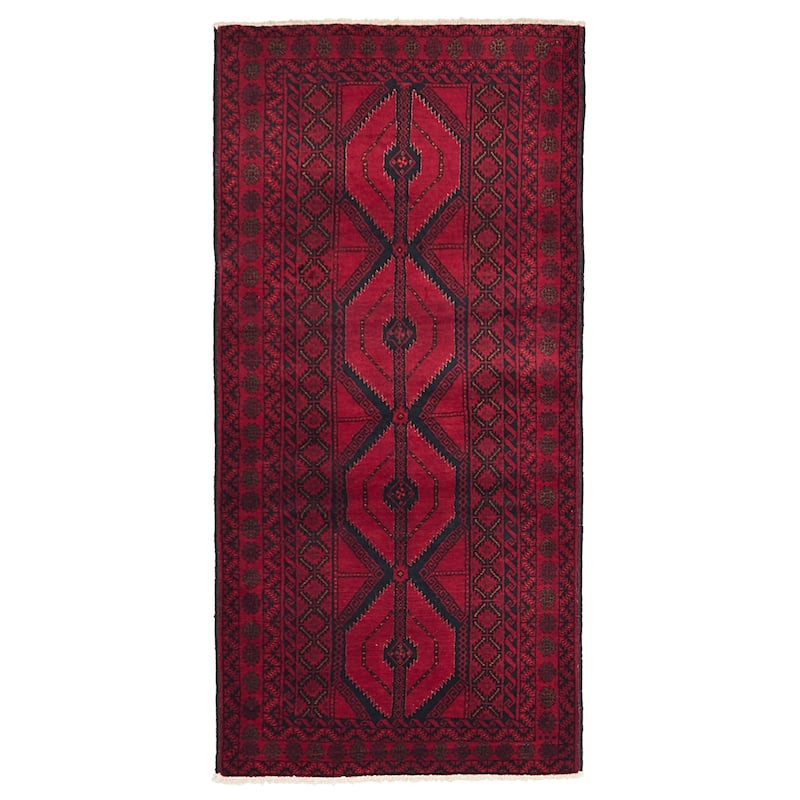ECARPETGALLERY Hand-knotted Teimani Red Wool Rug - 3'7 x 7'7