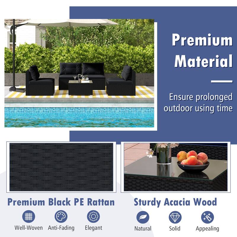 Stylish 5-Piece Outdoor Seating Set with Cushions and Table
