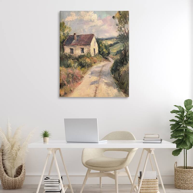Stupell Scenic Cottage Road Canvas Wall Art Design By Petal Prints Design