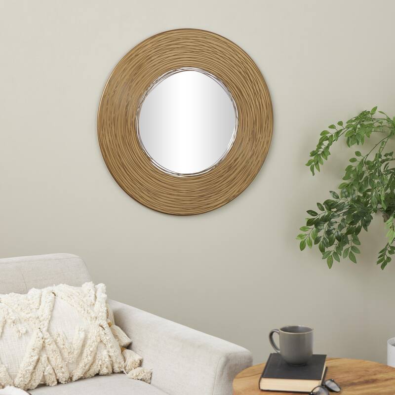 Metal Abstract Wall Mirror with Overlapping Wire Rings - Gold - Roche River Decor