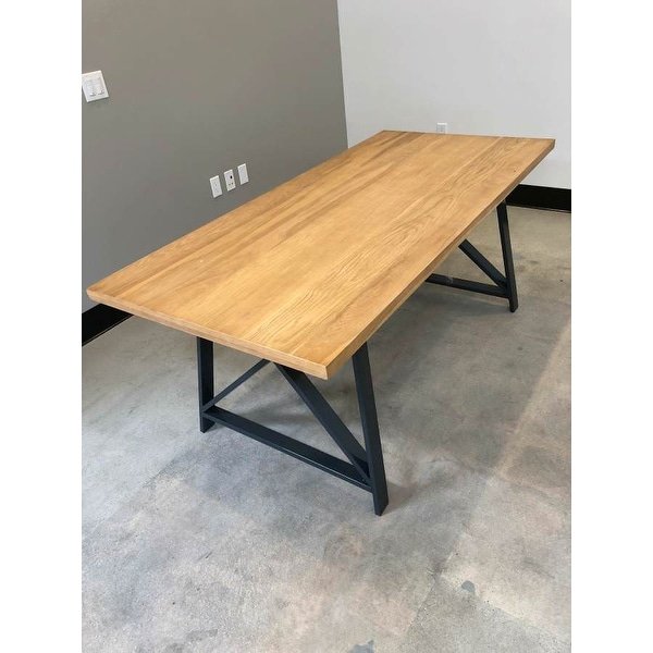 Shop 2xhome Natural Light Brown Wood Modern Table Steel ...