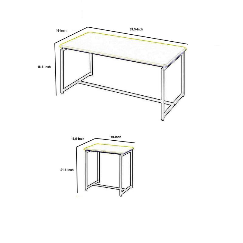 Ont 3 Piece Coffee Table and End Table Set, Carbon Fiber Top, Blue