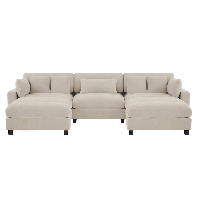 128.4 Inch Chenier Combination Sofa (With Pillow And Ottoman) - 128.4"W X 44.1"D X 33.9"H