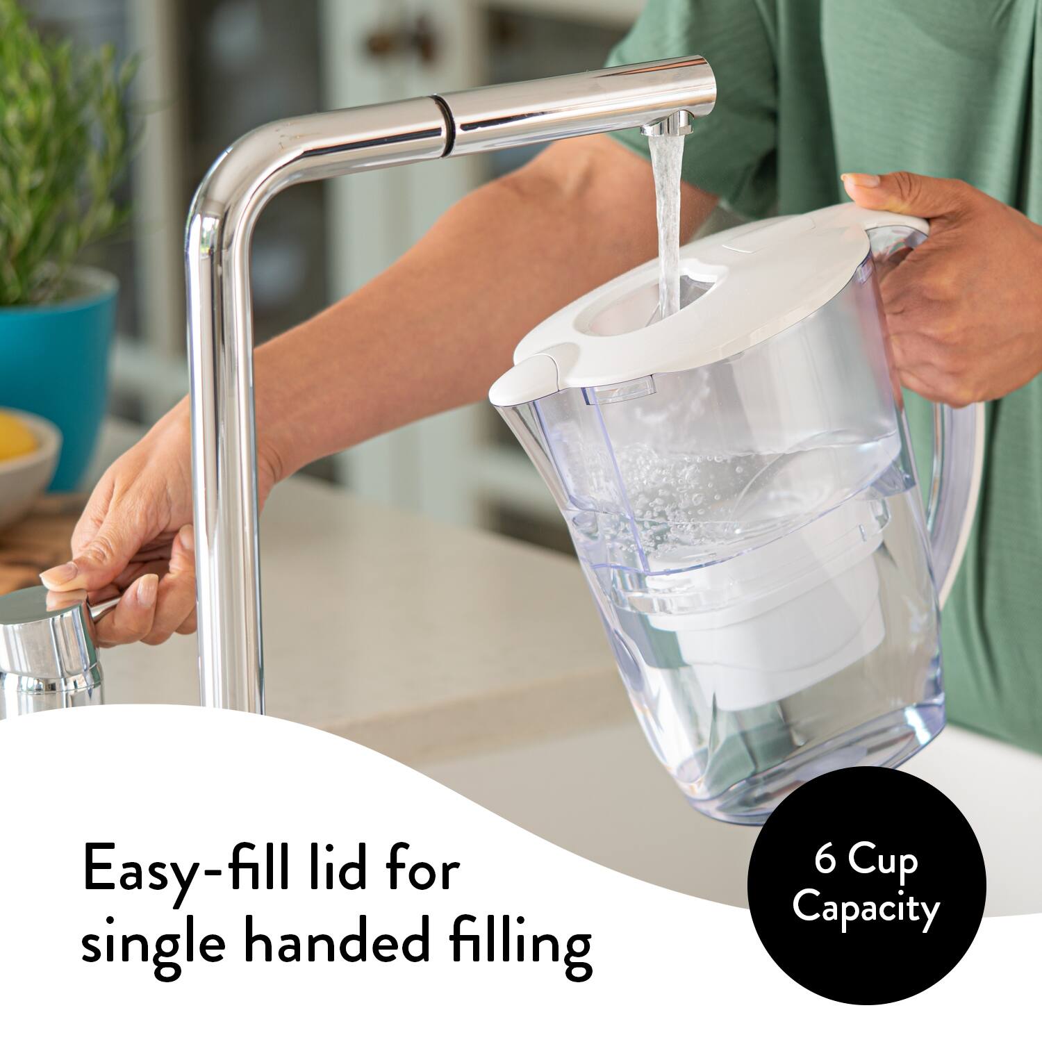 Aqua Optima Water Filter Pitcher Value Pack with 6 Evolve+ Filter, Oria