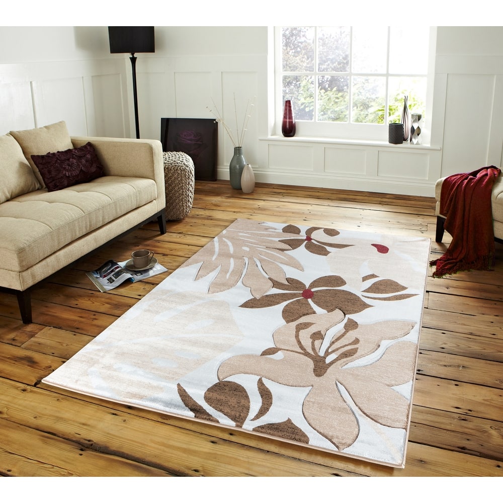 Glamour Floral Collection Polypropylene Area Rug