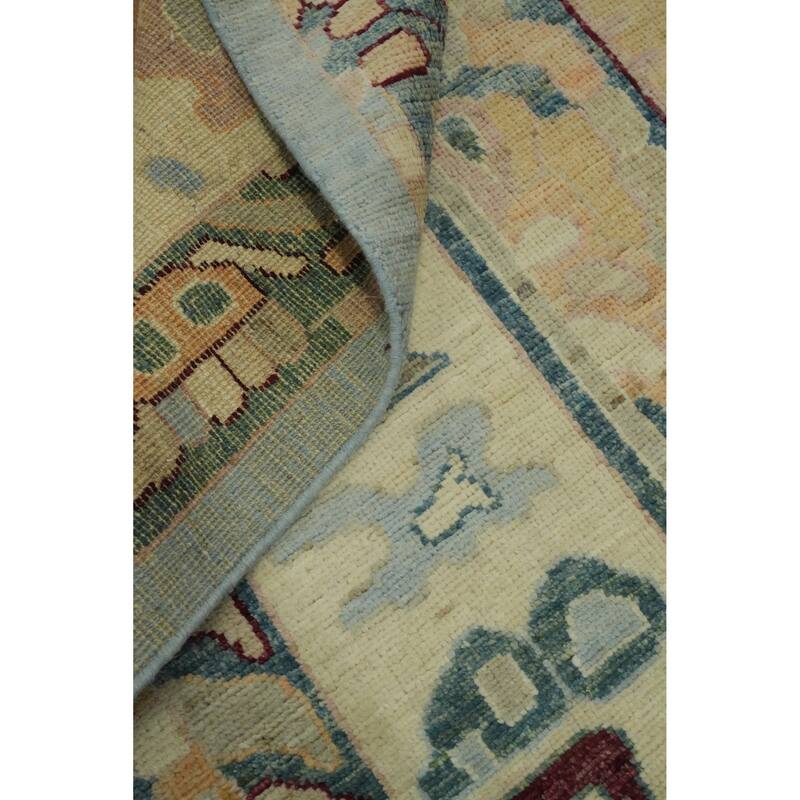 Geometric Wool Oushak Vegetable Dye Large Rug, Medallion Geometric Carpet - 17' 11'' X 12' 3''