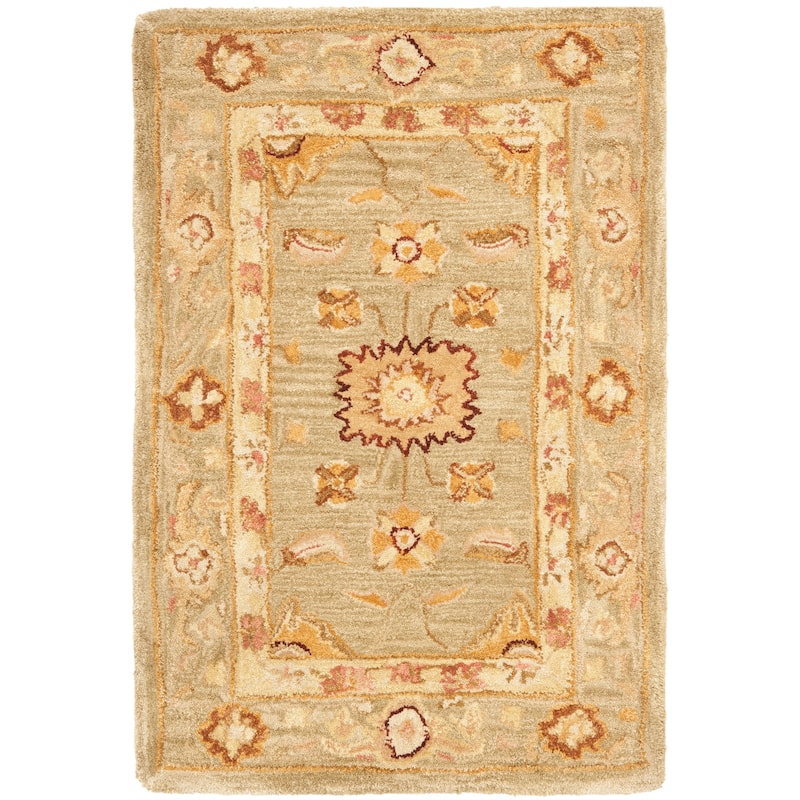 SAFAVIEH Handmade Anatolia Ibala Traditional Hand-spun Wool Rug - 2' x 3' - Sage/Sage