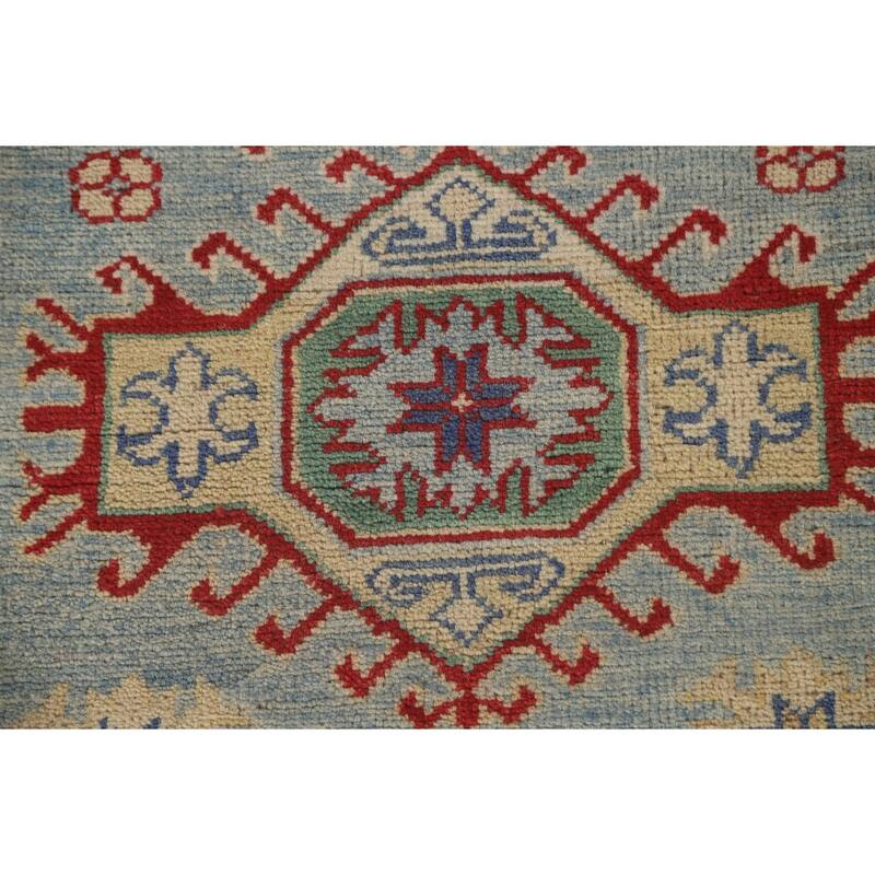 Blue Kazak Runner Rug Handmade Oriental Wool Carpet - 2'8" x 15'8"