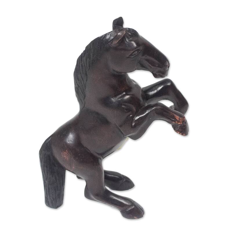 Novica Handmade Horse On Hind Legs Wood Sculpture