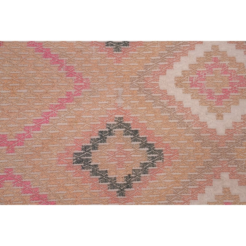 Hand Woven Oriental 100% Wool Carpet Southwestern Tribal Peach Kilim Area Rug - 9' 3'' X 5' 1''