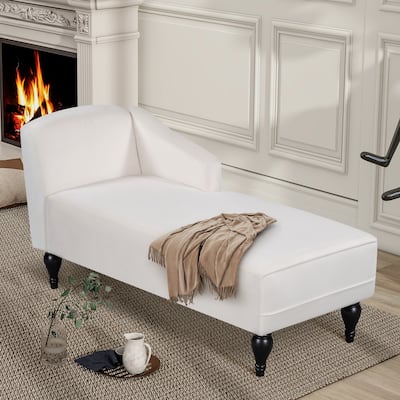 57.5*26.5" Mid Century Vintage Velvet Chaise Lounge, Modern Right Arm Facing Upholstery Lounge Chair with Solid Wood Legs