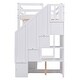 preview thumbnail 11 of 16, Twin Loft Bed with Wardrobe, Desk, Drawers, Cabinet, and Staircase, White