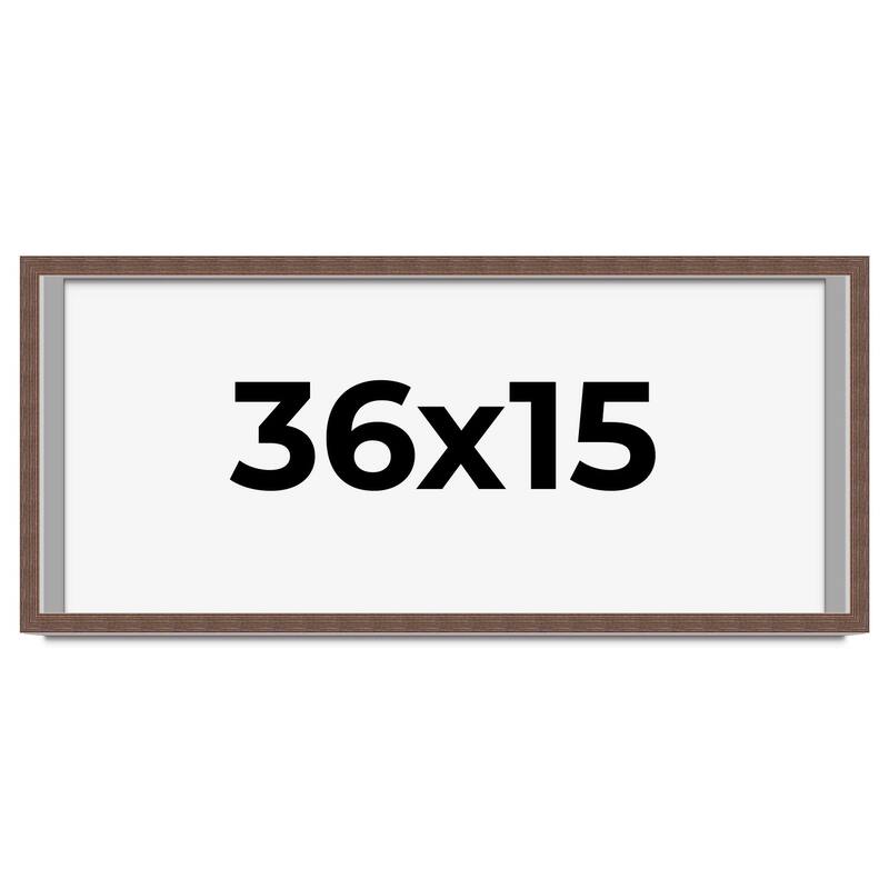 36x15 Shadow Box Frame Brown | 1.125 inches Deep Real Wood Rustic