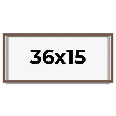 36x15 Shadow Box Frame Brown | 1.125 inches Deep Real Wood Rustic