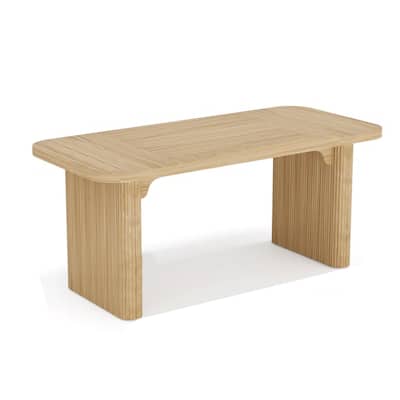 Executive Desk, 62 Inch Light Brown Top, Fluted Double Pedestal Base