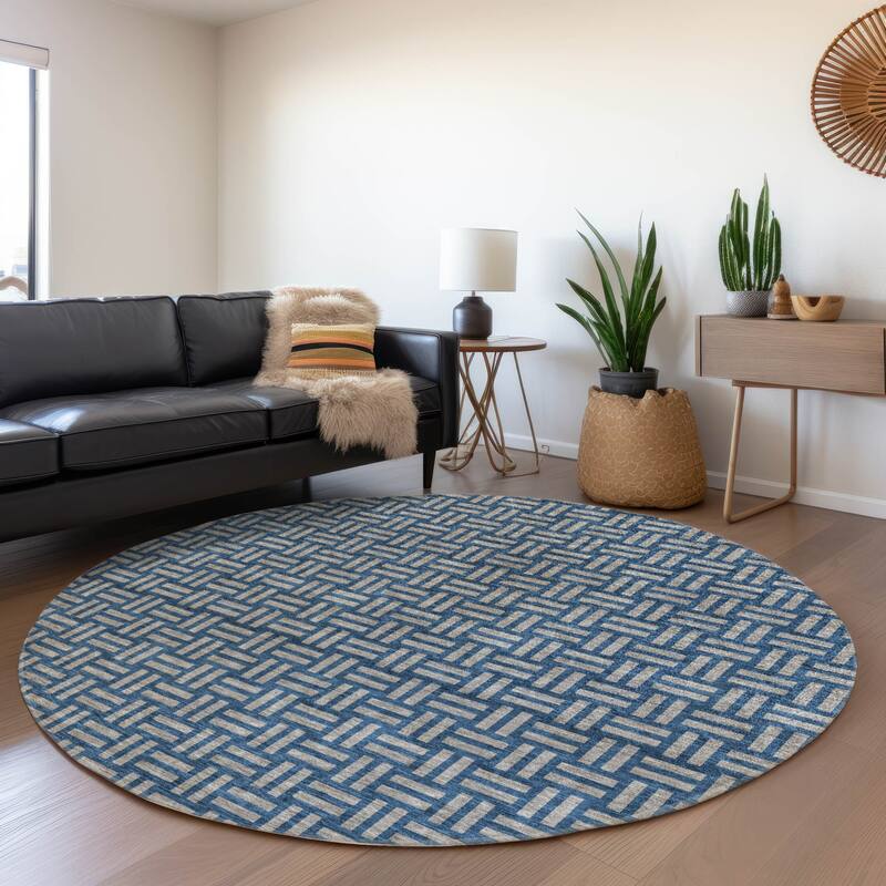 Premium Washable Super Soft Modern Weave Mayfield Rug - Blue - 8' x 8'