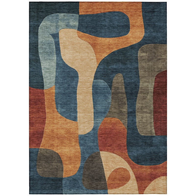 HomeRoots Abstract Transitional Rectangle Outdoor Rug - 8' X 10'